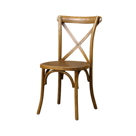 Medinė restorano kėdė CROSS-BACK TRADITIONAL tamsus kaimiškas