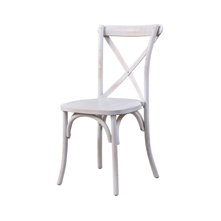 Medinė restorano kėdė CROSS-BACK TRADITIONAL baltos spalvos pagyvenęs