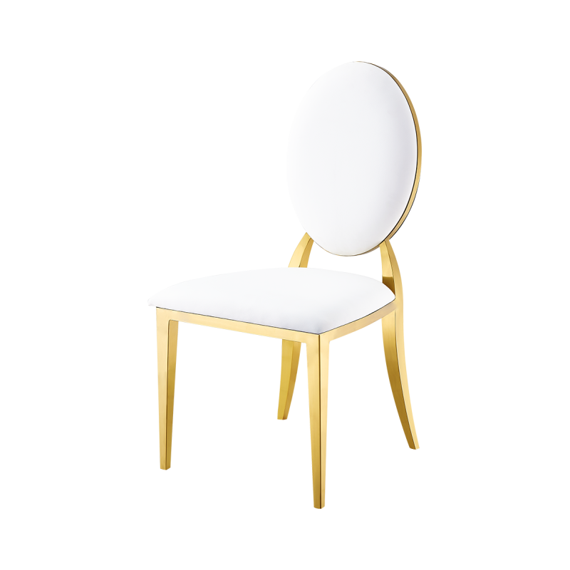 Metalinis vestuvių krėslas GLAMOUR ALL TAP auksinė–balta