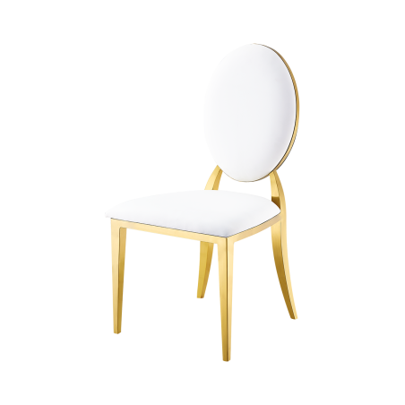 Metalinis vestuvių krėslas GLAMOUR ALL TAP auksinė–balta