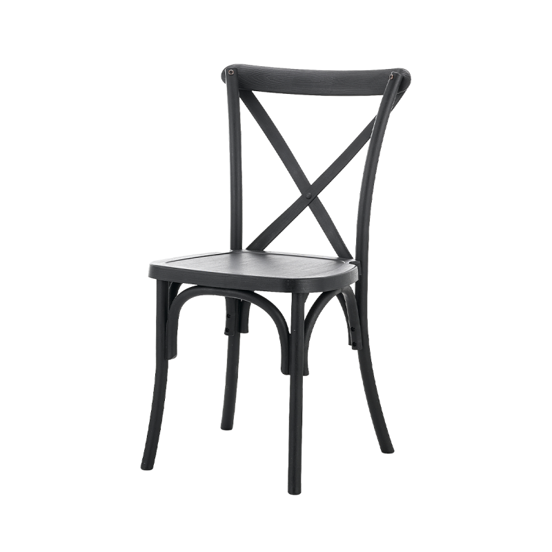 Medinė restorano kėdė CROSS-BACK WOOD juoda