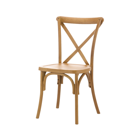 Medinė restorano kėdė CROSS-BACK WOOD šviesus rustikinis
