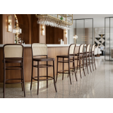 Medinė restorano kėdė LOOMI 811 BAR Rattan riešutinis